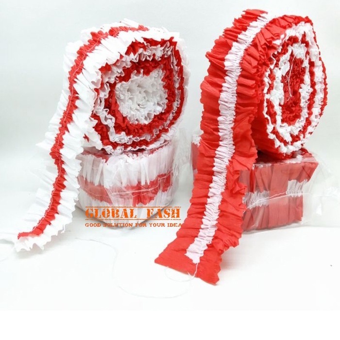 

Bakulanku1717 Isi 12 Kertas Krep Serut Merah Putih / Hiasan 17 Agustus / Kertas Krep Jahit Hut Ri