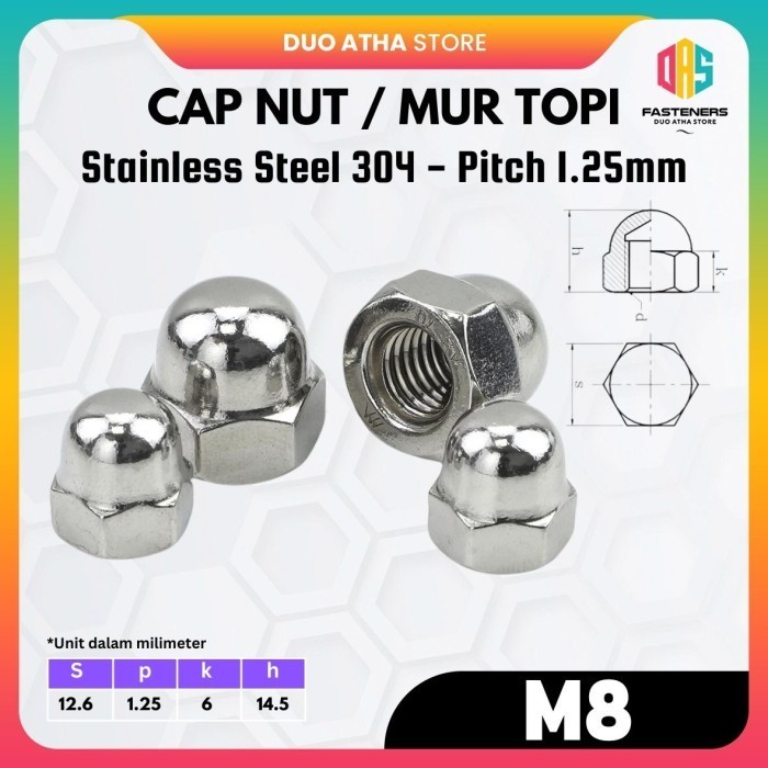 Mur Topi M8 / Cap Nut M8 Stainless Steel SS304