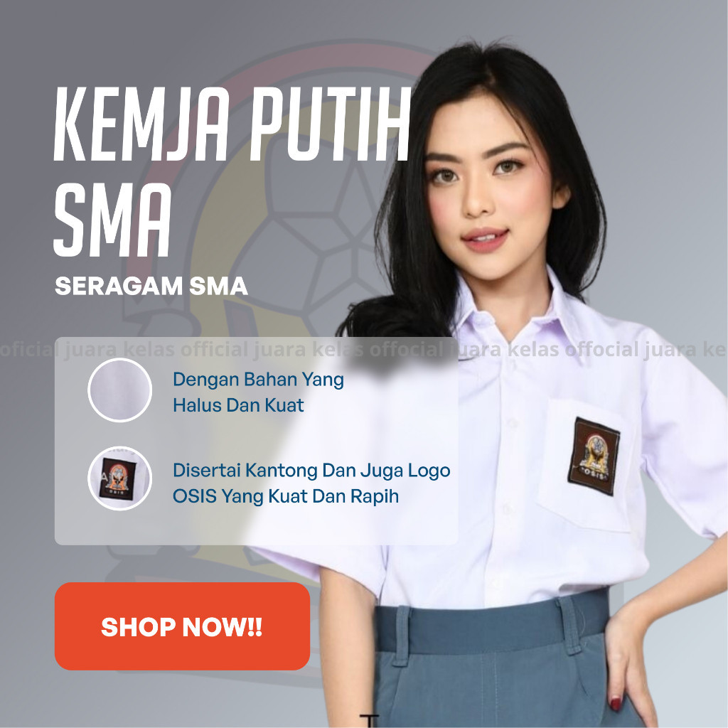 Seragam sekolah baju putih kemeja sma lengan tangan pendek perempuan laki laki pria wanita putra put