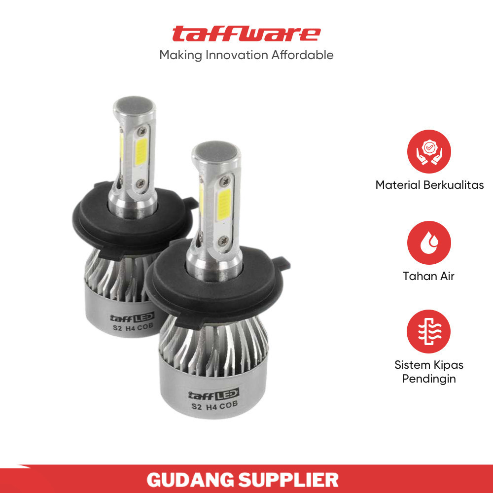 TaffLED Lampu Mobil LED COB Headlight 8000LM H4 S2 Chip 2 PCS