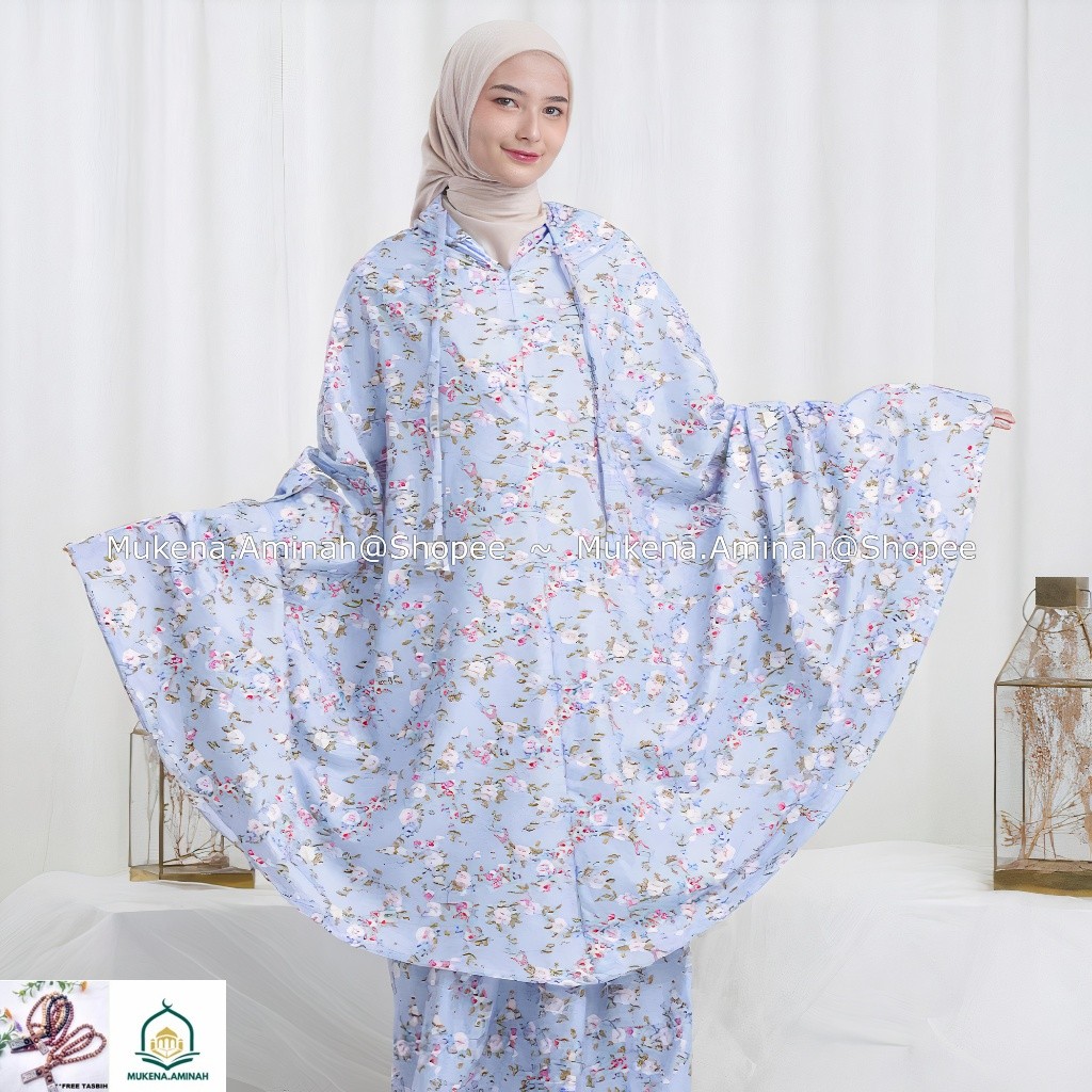 MUKENA DEWASA AZURA HASYA 2IN1 RESLETING TRAVEL KATUN MOTIF