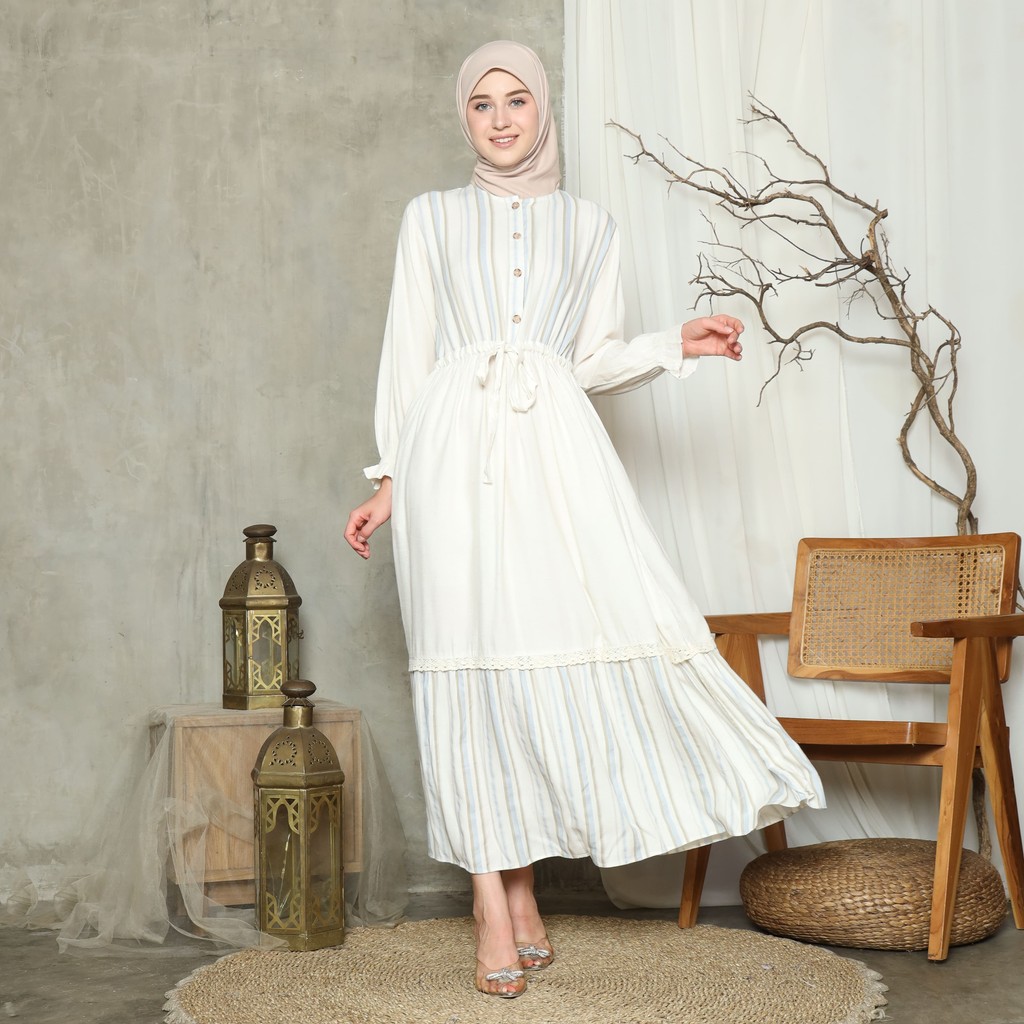 RILLEY - Gamis Eliora | Dress Panjang Muslim Wanita | Gamis Wanita Terbaru Bahan Linen