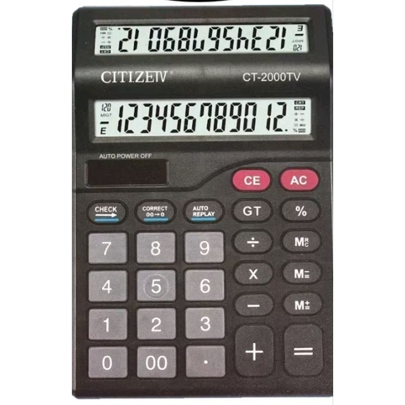

Adn Kalkulator CITIZEN CT-2000TV Double layar (Khusus Dagang/Kantoran/Wiraswasta) 2power/12Digit