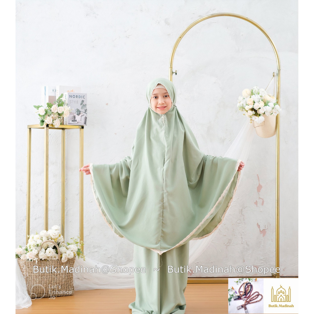 MUKENA ANAK AZZURA TRAVELING 2 IN 1 FATIMAH KATUN FREE TAS SAJADAH AMPLOP-MUKENA AZZURA