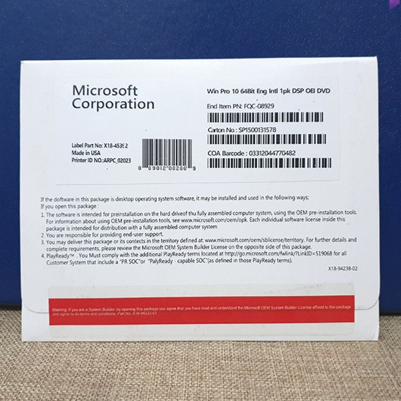 Windows 10 Pro OEM 64Bit Original