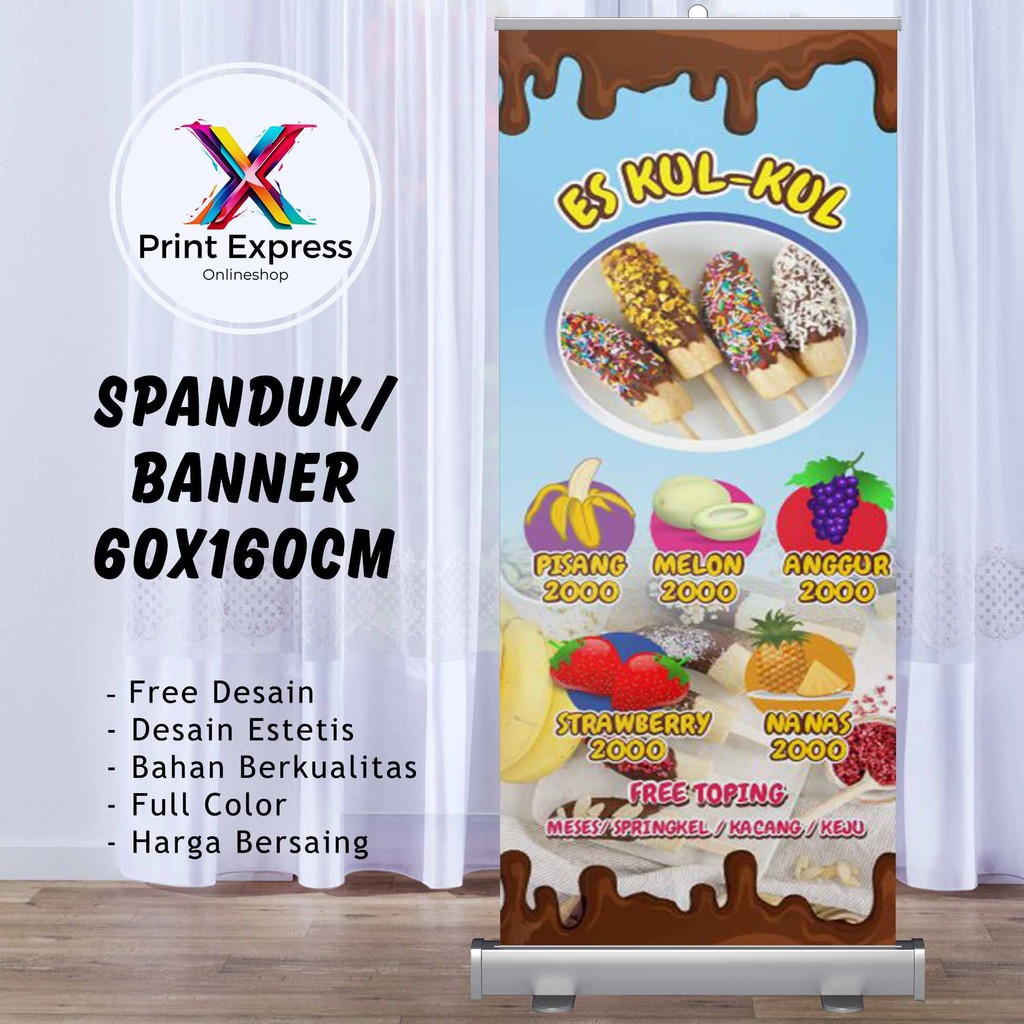 Cetak Spanduk Es Kul Kul Strawberry Pisang 60x160 Cm Bisa Rekues Free