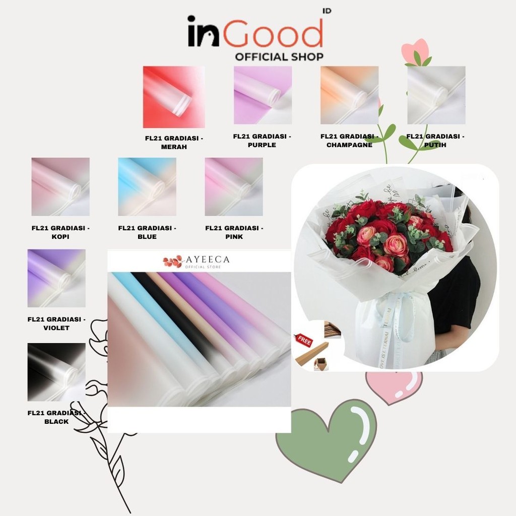 

IN GOOD - (5 LEMBAR) - FL21 GRADIASI Kertas Bunga Paper Buket Motif Gradiasi Double Line Florist Cellophane