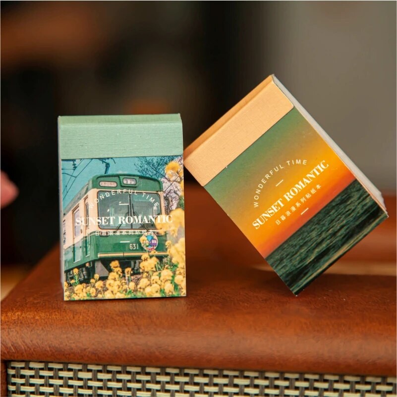 

8style 50pcs/book Ins Sticker Book Sunset Romance Washi Paper Creative Basic Handbook Decoration Sticker DIY