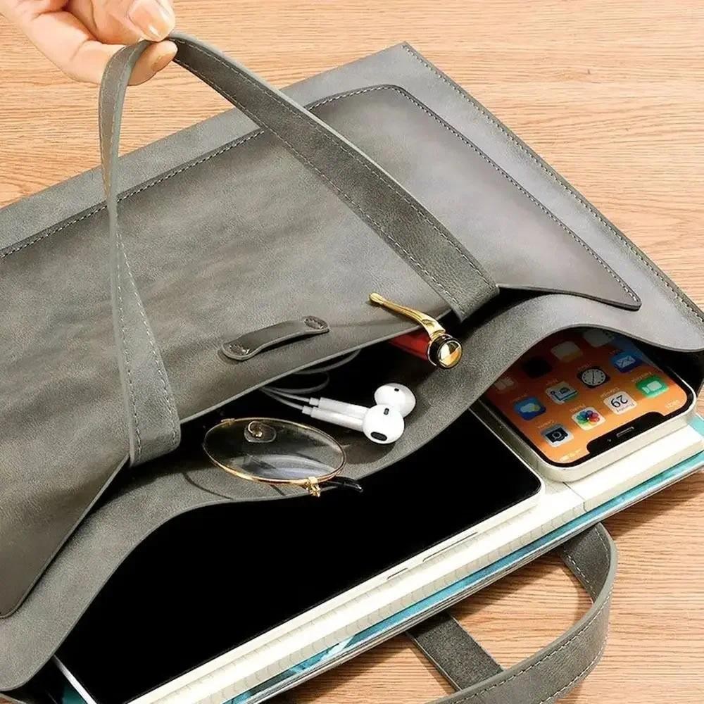 

1 Pc Fashion Leather Handheld File Bag Waterproof File Cover Portfolio Business Laptop Storag Bag Office Accessories