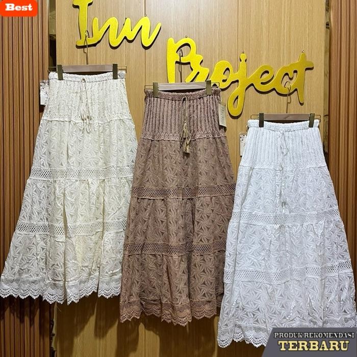 rok wanita kekinian Rok Brukat Import | Kode 161 | Rok Import Wanita - Putih