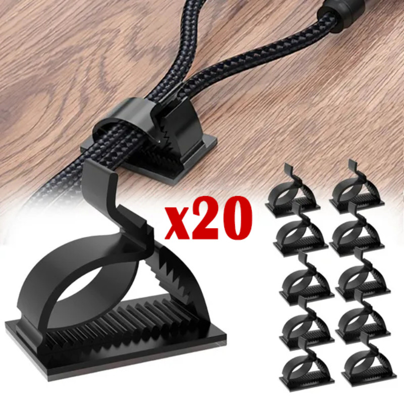 

20/10/5PCS Self Adhesive Cable Organizer Clips Adjustable Desk Tidy Wire Cord Manager Fastener Clamp USB Cable Fixing Clips