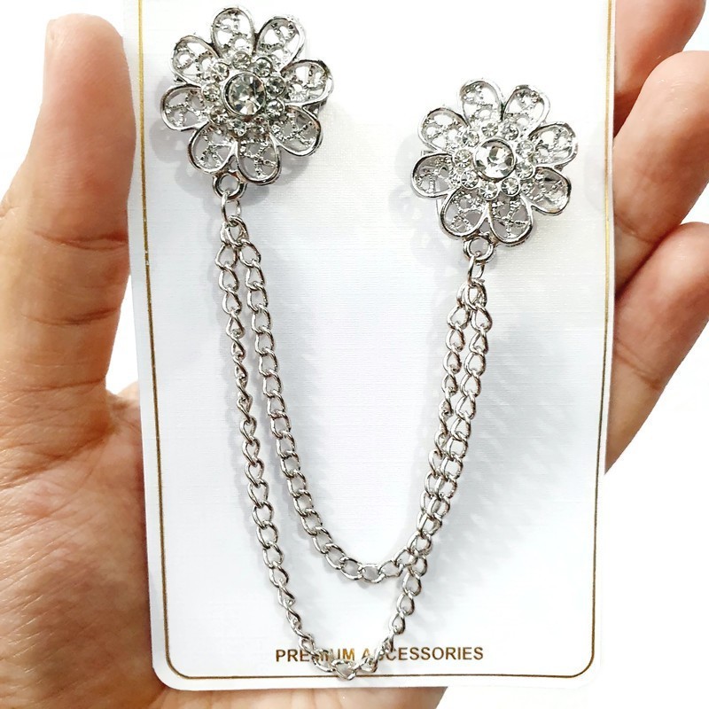 (wk acc) Bros Pin Rantai Jas Rumbai MUMER Desain Bintang Bunga Pria dan Wanita / Bros Janggan