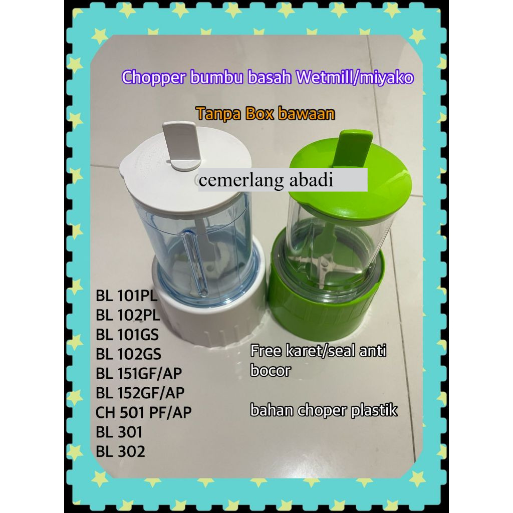 WETMILL ORI CHOPPER GELAS BUMBU BLENDER MIYAKO ORIGINAL/MOUNTING MASPION/MOUNTING MIYAKO