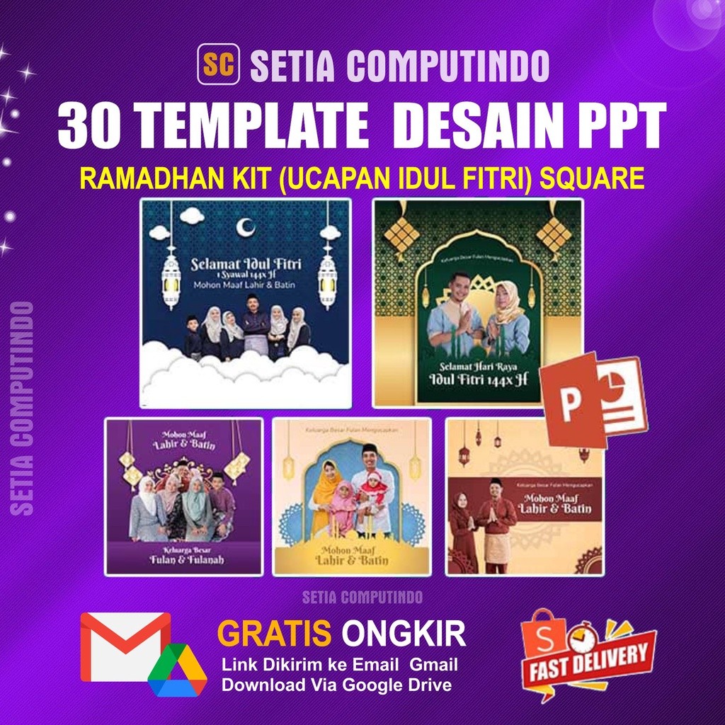 30 Template Ramadhan Video Ucapan Idul Fitri Versi Square Format PPT atau Power Point