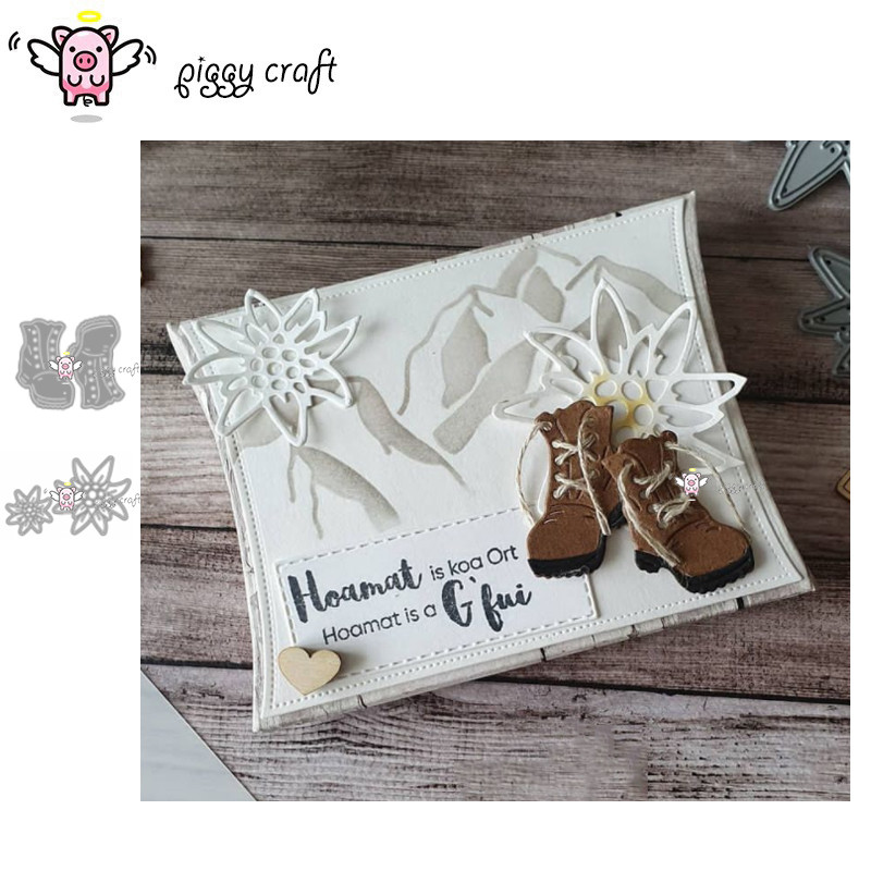 

Piggy Craft metal cutting dies cut die mold Riding boots flowers Scrapbook paper craft knife mould blade punch stencils dies