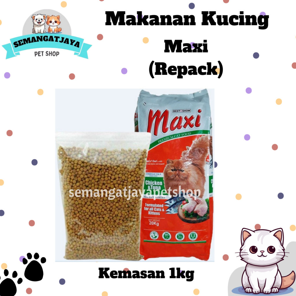 Makanan Kucing Repack Maxi Cat 1 kg - Maxi Cat Repacking 1kg- ARDABA PETSHOP