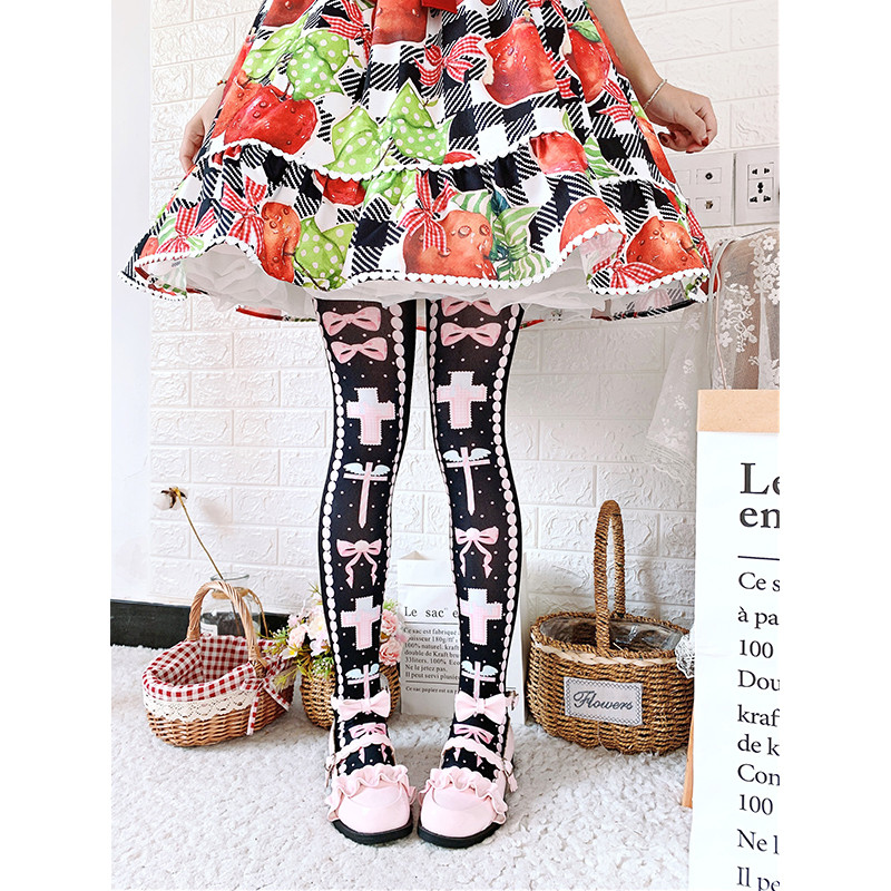 Sweet Lolita socks female summer and fall in tube socks velvet printing socks knee socks Japanese Lo