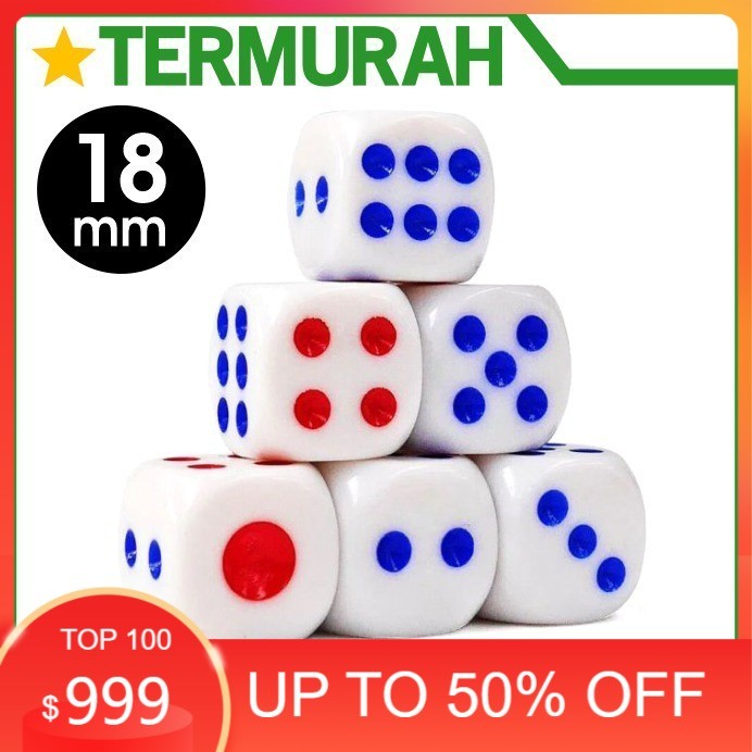 1pcs mainan dadu PVC 18mm x 1.8cm Dot Domino Kartu Uno ular tangga monopoly ludo ludo putih plastik