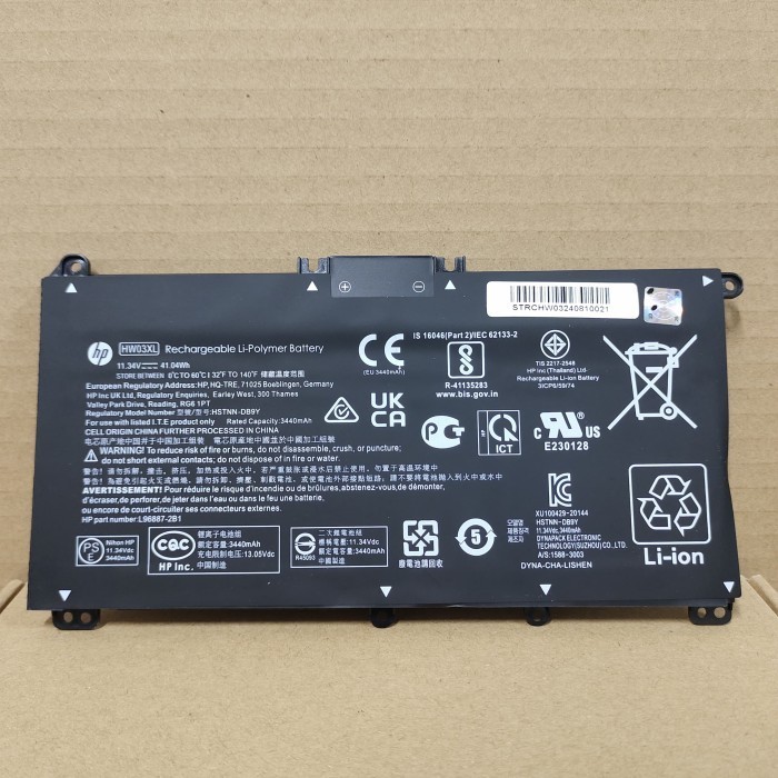 Baterai Batre Laptop HP Model HW03XL HW03 For laptop 240 G9 245 G9 250 G9 255 G8 255 G9 470 Pavilion