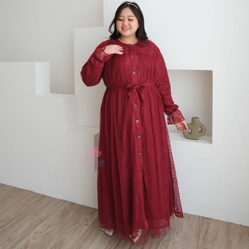Jumbo  gamis sabina mewah brokat tulle / tile ld  120 130 140 150 cm