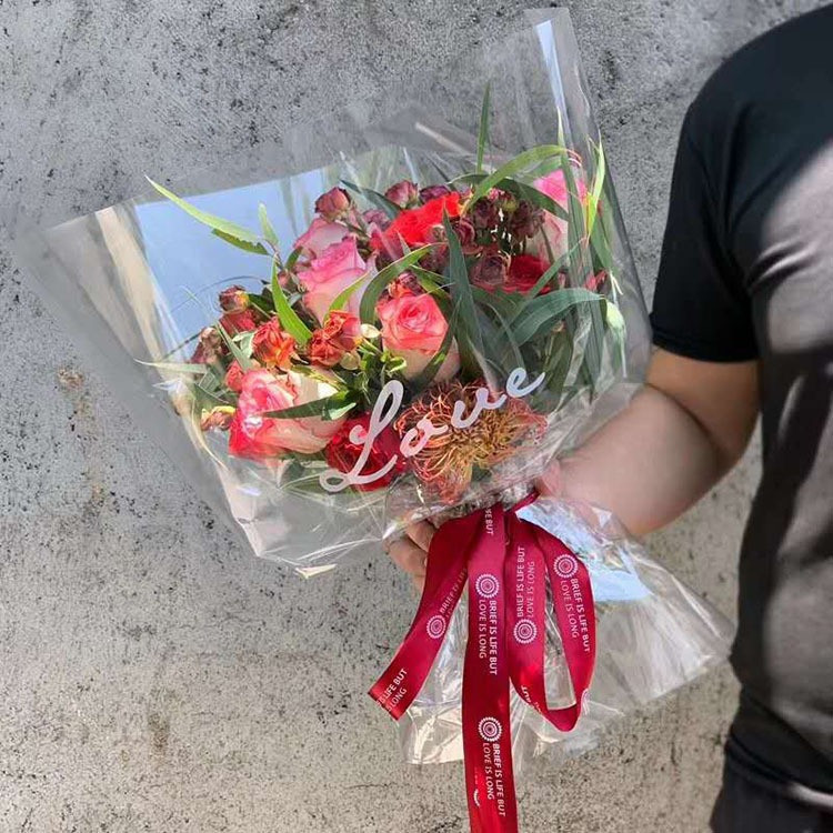 

Flower Wrapping Paper Transparent Flower Wrap Plastik OPP Cellophane Bouquet Florist KB046