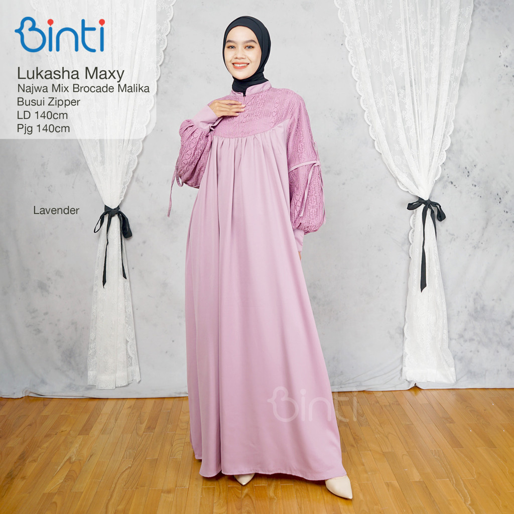 maxi dress lukasha maxy mix brukat produk terbaru dari binti