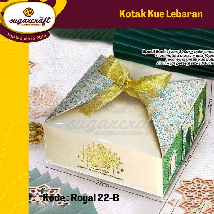 

Kotak kue Lebaran Idul Fitri dus kue hijau persegi 22cm tinggi 9cm box kue bolu cake