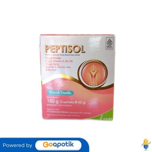 

Peptisol Susu Rasa French Vanilla 60 Gram Box 3 Sachet (180 Gram)