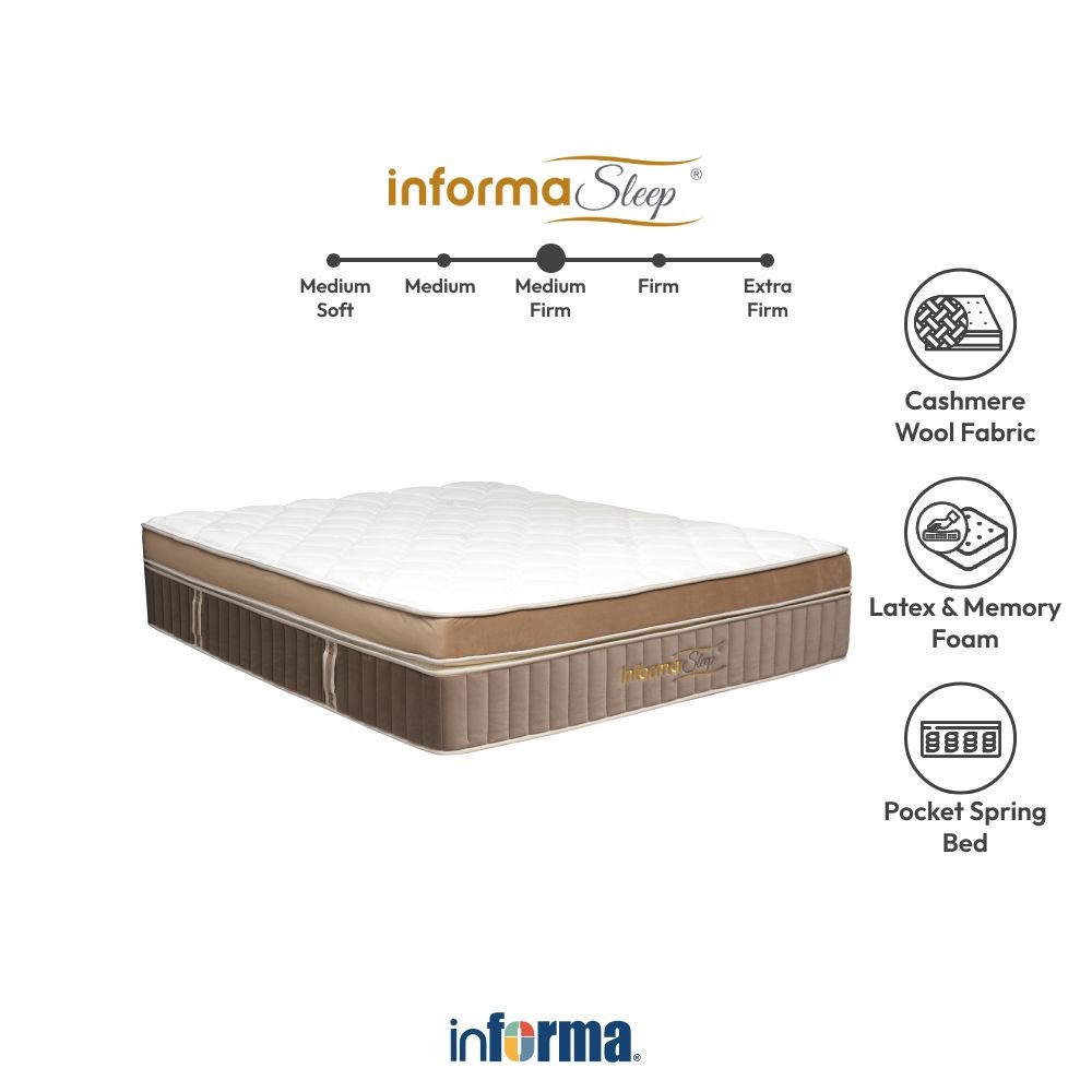 Informa Sleep Belgio Kasur Pocket Springbed - Cokelat Mattress Matras Kasur Tidur Perlengkapan Kamar