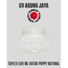 Toples 500 Ml Kotak Poppy Natural  Tutup Plastik Handle / Toples / Toples Plastik / Toples Tutup Pla
