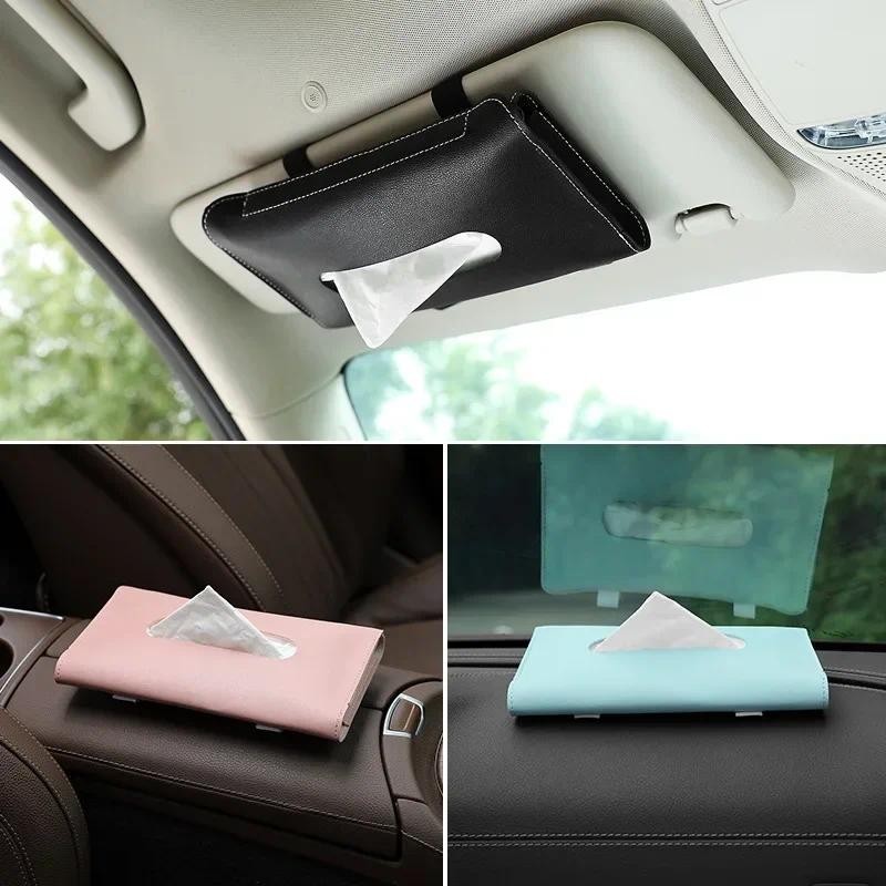 Car Tissue Box Car Sun Visor Tissue Box Holder Auto Interior Storage Mask Storage Box Decoration For