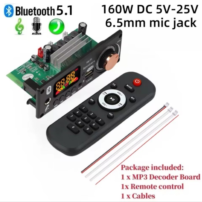 Modul Papan Box Ampli Kit Hifi 5V -12V - 24V 160 Watt Stereo Karaoke Equalizer Big Bass Amplifier