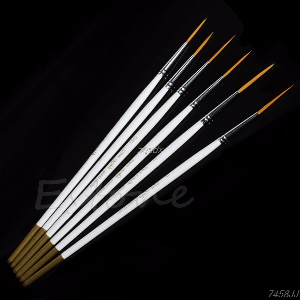 

Hot 6Pcs/Set Nylon Hair Round Paint Brush Hook Line Pen Artist Draw Painting Craft Whosale&Dropship