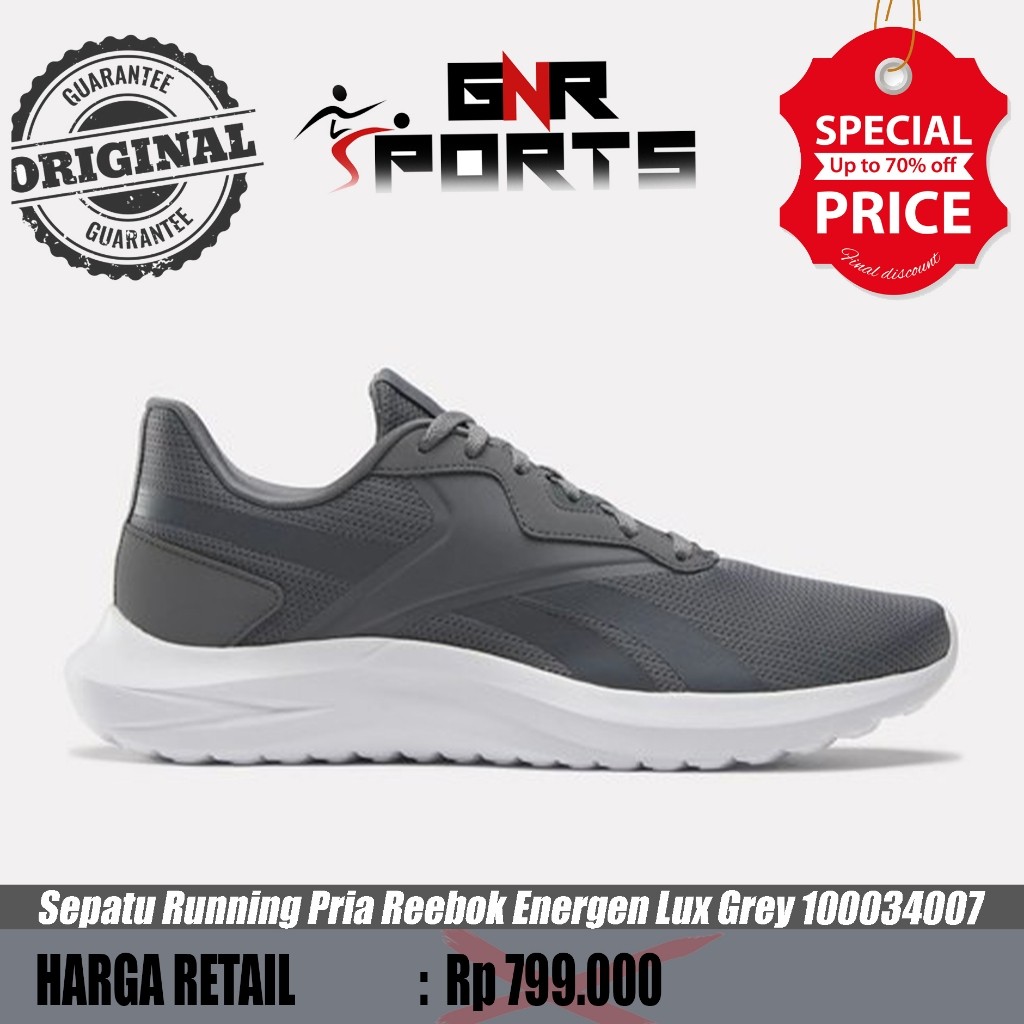 Sepatu Lari Running Pria Reebok Energen Lux Grey 100034007 Original 100%