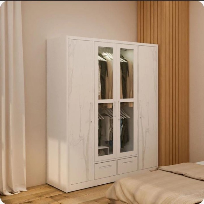 PIRA - CATTA 4P FGD MWD LEMARI PAKAIAN BESI 4 PINTU DENGAN LACI DAN LED