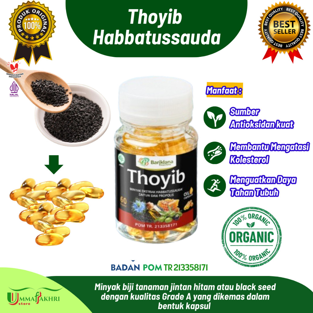 

[Paket 4 botol] Thoyib Habbatussauda Kapsul Jinten Hitam Bariklana