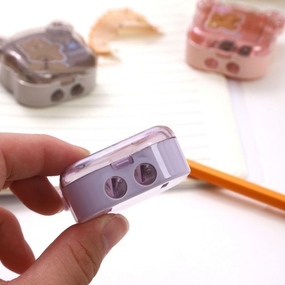 

2 Holes Little Bear Pencil Sharpener Cartoon Cute Double Hole Pencil Cutter Kawaii Anime Pencil Cutting Tools School Supplies
