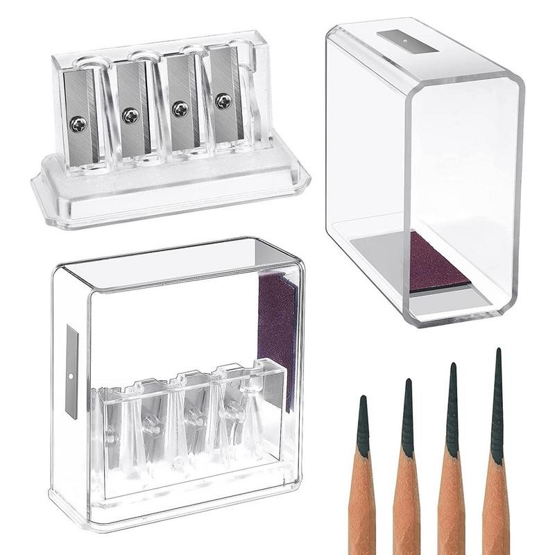 

4 Holes Pencil Sharpener Multi-functional Sharpener with Lid For Charcoal Pencil Sketch Pencils Drawing #WO