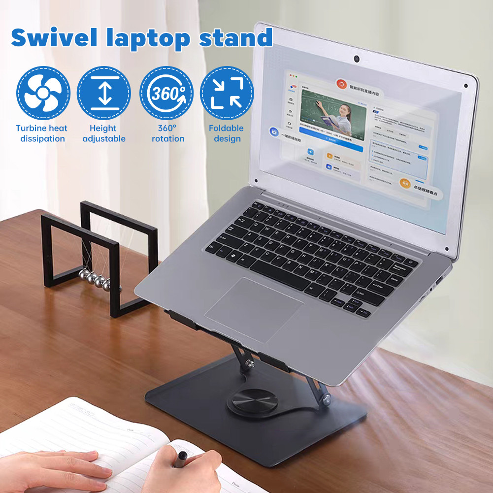 [COD] Dudukan Laptop Penyesuaian 360 ° Dengan Kipas Paduan Aluminium Dudukan Laptop Pendingin Laptop