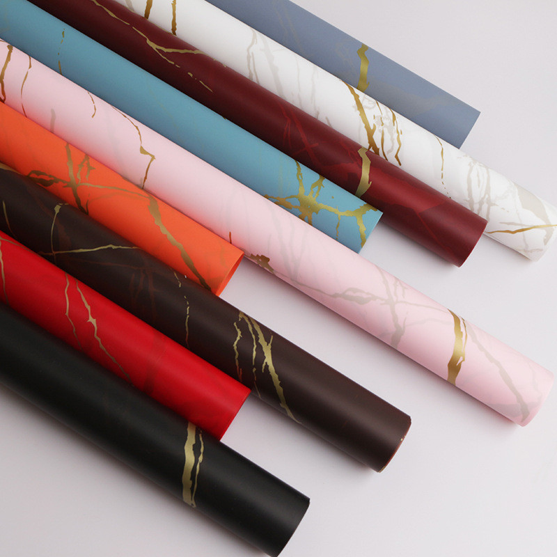 

( Pack ) Kertas Buket Cellophane Golden Marble/Flower Wrapping Marmer