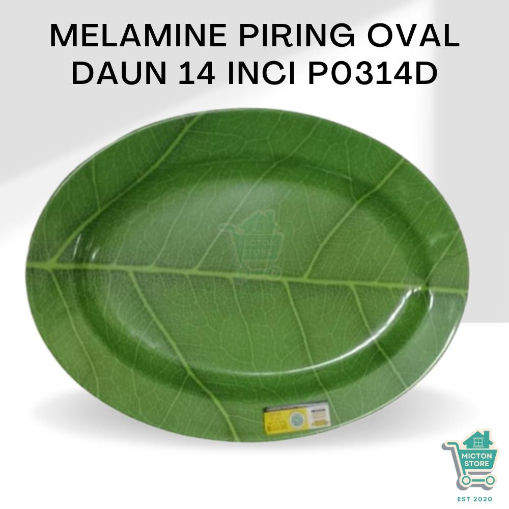 MICTON Premium Melamine Piring Oval Daun 14 Inchi P0314D Piring Lonjong Daun Melamine Piring Oval Mo