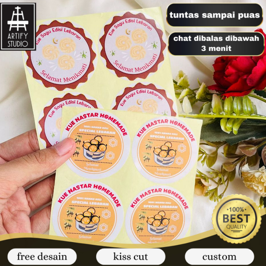 

Artify 9-15 Label Sticker Cookies Lebaran Stiker Toples Kue Kering Idul Fitri Bulat Chromo Murah