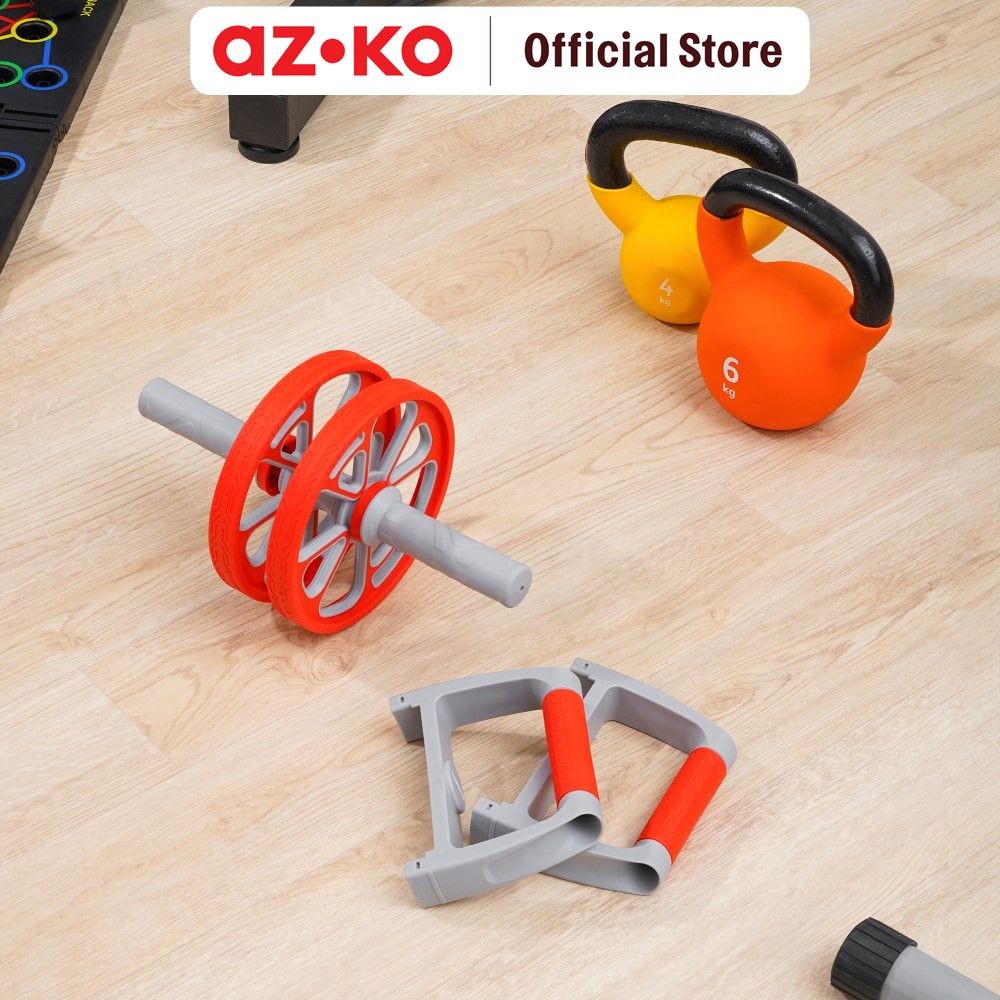 AZKO Kinetic Set Abs Wheel Roller 3 In 1 - Merah Alat Olahraga Push Up Push Up Grip Ab Wheel Roller 