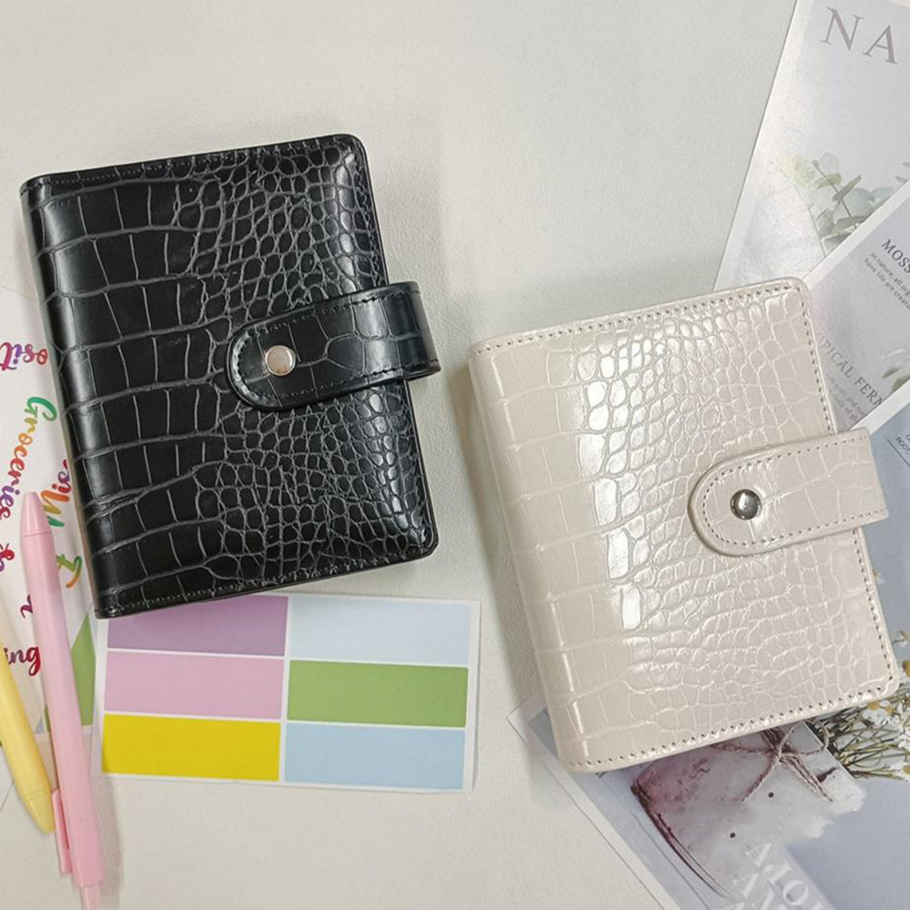 

A7 Small Notebook Binder Faux Crocodile Leather Notepad Portable Budget Sheets ，with 45 Blank Inside Pages