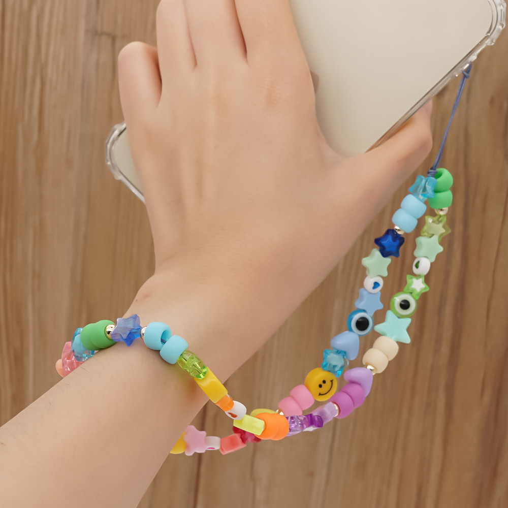 

INS Ethnic Resin Multicolor Star Heart Beads Mobile Phone Chain for Women Long Acrylic Beaded Phone Lanyard Jewelry цепочка