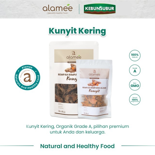 

ALAMEE Kunyit Kering Iris Dried Turmeric Rempah Rimpang Organik Alami Kunir Spice Kebunsubur Kebunsubur