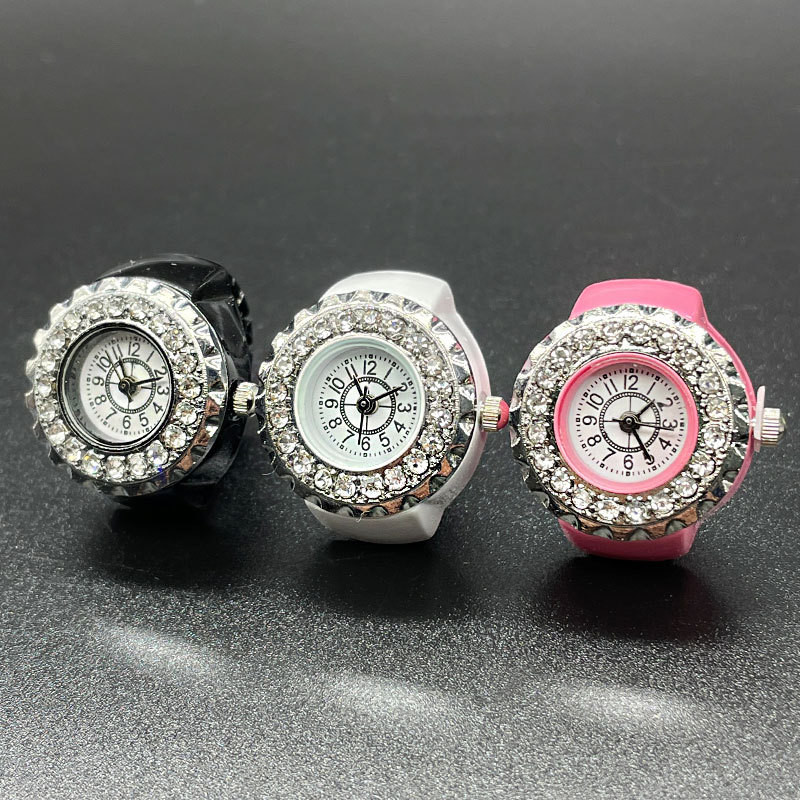 Berlian Jam Cincin Jari Jam cincin Mini Terbaru Tahan Air/Cincin Pria dan wanita Tangan Cincin/Ukura