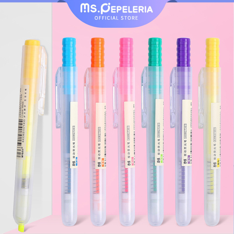 

Stabilo Mekanik Bentuk Pulpen/Siswa penyorot menggunakan pena penanda titik kunci untuk menekan spidol warna permen warna warna sederhana-Ms.Pepeleria