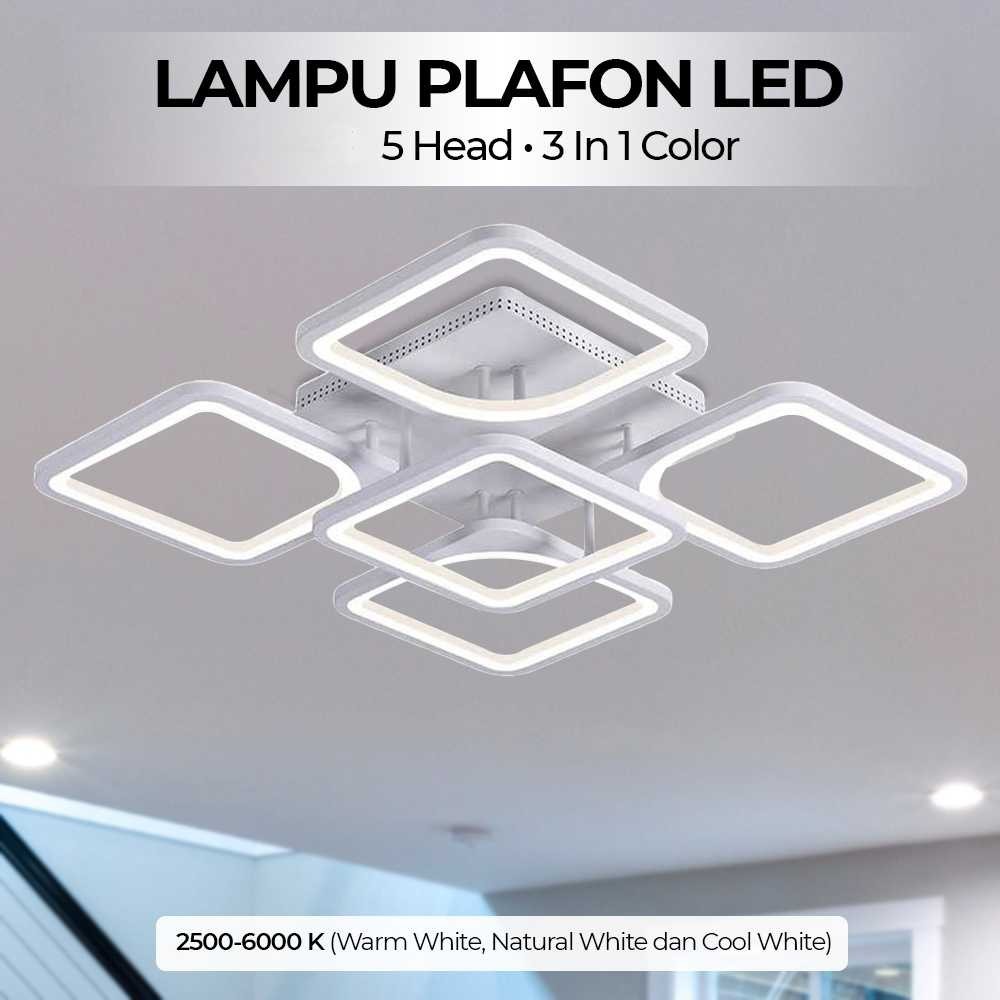 IRALAN Lampu Plafon LED Chandelier Dimmable 60W 5 Head 3 In 1 Color - 8626 - AH
