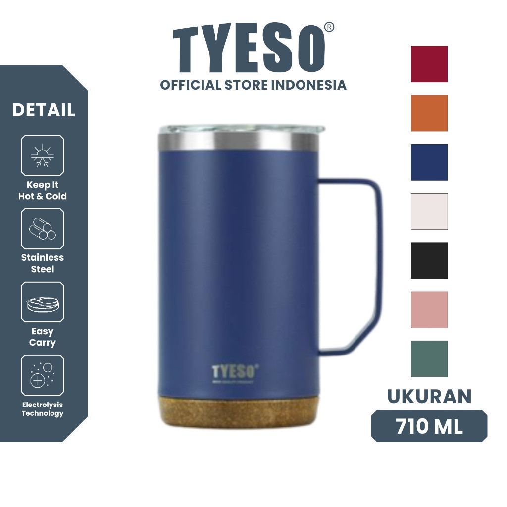 Tyeso Tumbler Mug Stainless Steel 710ml TS-8837 Gelas Motif Kayu Coffee Cup Vacuum Insulated